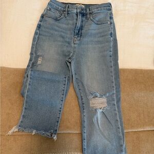 Madewell Light Blue Distressed Straight Leg Jeans
